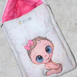 VYOME ENTERPRISE – Sweet Dream Baby Nest Bed with Zipper Closure & Cloud Print Bunting Bag-3