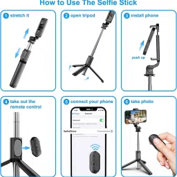 YCHROZE Y17 Selfie Stick Tripod expandable features Bluetooth Selfie Stick image 2