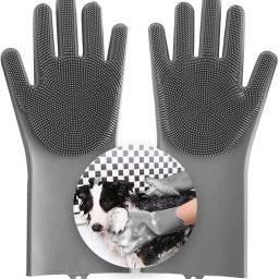 Magic Pet Grooming Gloves Dog Bathing Scrubber Gloves, Grooming Gloves for Dog, Cat-image-2