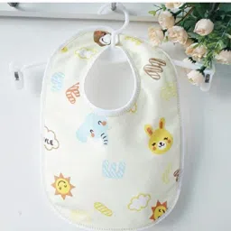 pank-smith Waterproof Bibs/Apron for Babies Randam Print with Super Soft Cotton, Daily Use, Elegant, Multicolor pack of 2 image 4