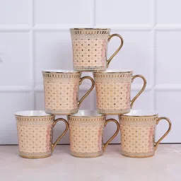 Pack of 6 Bone China Heavy Gold Series, Set Of 6 Coffee Mug Fine Bone China Ceramics tableware/ Kitchenware/ Homeware, Light weight, Multicolor-3