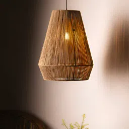 habereindia Conical Handmade Bamboo Pendant Hanging Light (Beige)-picture-9