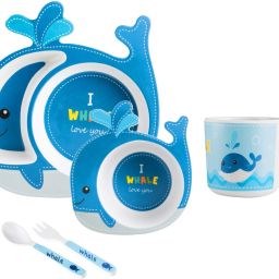 Eco Friendly Bamboo Fibre Kids Feeding Set Whale Design - FIBRE-11