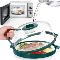 Microwave Splatter Cover Microwave Plate Cover for Food with Water Steamer Tray 10.9 inch Lid Set, Pack of 1-image-48