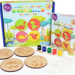 DIY Dinosaur Coaster Painting Kit – 4 Wooden Coasters for Kids Art & Craft-14