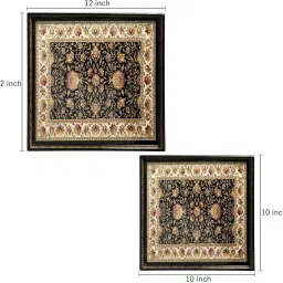 duli Designer Printed Wooden Square Serving Trays set| Set of 2 trays |Jamawaar Design With Special Enamel Coated Multipurpose Tray image 5