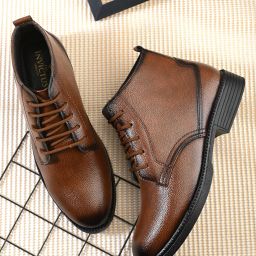 invictus Men tan solid round toe formal semi casual high top regular lace up comfortable Boots For Men-picture-20