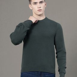 red tape Men Solid Round Neck Dark Green Sweater-picture-33