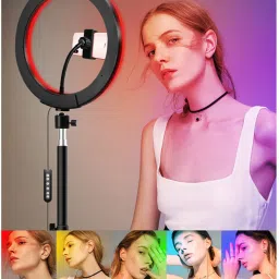 Webilla 10" Selfie RGB LED Ring Light Dimmable with 21 Colours and Shutter for Live Stream for YouTube, Makeup, Photography, Video Shooting, Light for Reels, Vigo, Studio Lighting, taka Tak Videos (Without Tripod) Ring Flash image 3