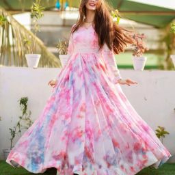 Printed Georgette Stitched Anarkali Gown-image-10