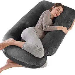 ultra soft j shaped pillow Polyester Fibre, Microfibre Solid Pregnancy Pillow Pack of 1-image-47