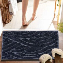 pano Black Striped MicroFibre 15x10 Inches Antiskid Bath Mats-picture-37