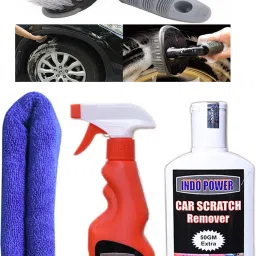 LEATHER SHINER SPRAY 250ml + 1PC CAR MICROFIBER CLOTH+ Scratch Remover 200gm.+All Tyre Cleaning Brush Combo-image-41