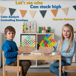 kovea Tetra Tower Game 16Pcs Stack Tower,Swing Stack High Child Balance Building Block image 5