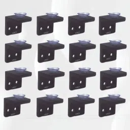 S.S (5 mm) Glass Shelf support (BLACK) Mounting, Fixing Pegs Brackets,holder, L bet, Cup for Glass Shelves,Cabinet Display, (PACK OF 16) Shelf Bracket-10