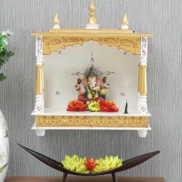 india home wood Gold And Sheesham Wall Mounted Mandir Without Door-picture-21