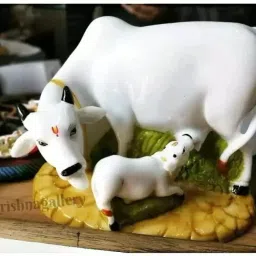 Cow Statue Murti Marble Cow , Krishna Cow Statue ,Laddu Gopal,Krishan Ji Murti Decorative Showpiece - 10 cm-image-31