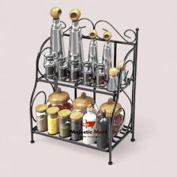 Containers Kitchen Rack Wrought Iron Countertop/Cabinet 2 Tier Kitchen Organizer/stand/Shelf (Standard) Iron-image-59