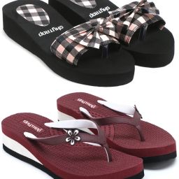 Stylish Comfortable and Trending Colorful Flip Flops Slide Combo of 2 Women Slippers-image-57