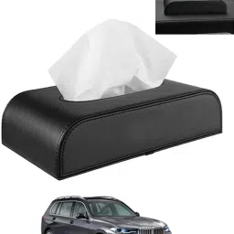 Tissue Holder Black Leatherite/Include Tissue/Save Space For Home/Car/Office-261 Vehicle Tissue Dispenser-9