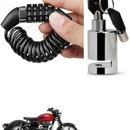 Helmet Lock With Heavy Duty Disc Brake Lock For Royal Enfield Classic 350 Combo-image-86