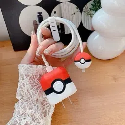 BeeNex Case Cover for iPhone 18W-20W Charger, 3D Cute Cartoon Design Poke, Spiral Cable Protector-image-96