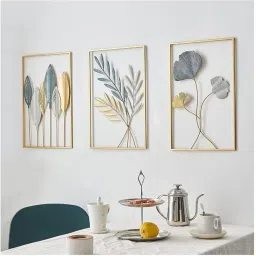 Metal Leaf Wall Decor Set Modern Minimalist Abstract Line Wall Art-image-10
