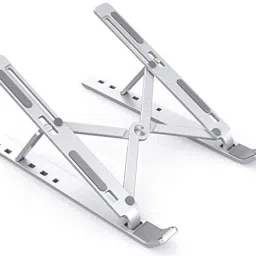 MAX MY SHOP Aluminium Portable Notebook Holder Adjustable Foldable Ventilated Desk Tablet Laptop Stand for New Apple MacBook Pro Air and ASUS Samsung HP Dell Acer Laptop Stand-11