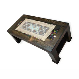 TANLOOMS Brown & Beige Embroidered Rectangular Table Runner image 3