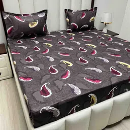 Pure Decor Purple & White Ethnic Motifs 200 TC Queen Bedsheet with 2 Pillow Covers-picture-17