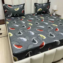Pure Decor Passion Fur Ethnic Motifs 330 TC Pure Cotton Queen Bedsheet-2.28 m x 2.54 m-picture-11