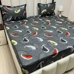 Pure Decor Grey & White Ethnic Motifs 220 TC Queen Bedsheet with 2 Pillow Covers-picture-14