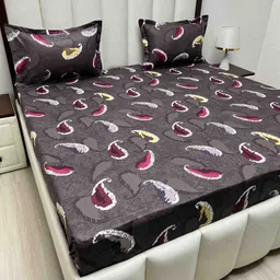 Pure Decor Purple & White Ethnic Motifs 210 TC Queen Bedsheet with 2 Pillow Covers-picture-13