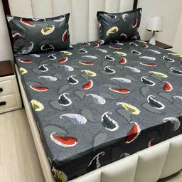 Pure Decor Passion Fur Grey & White Ethnic Cotton 250 TC Queen Bedsheet Set-2.28mx2.54m-image-91