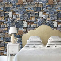 Jaamso Royals Blue Stone Brick Self-Adhesive Wallpaper-image-79