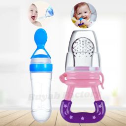 2-in-1 Combo Pack Baby Silicone Baby Fruit Nibbler, Medicine Spoon Bottle Feeder-image-58