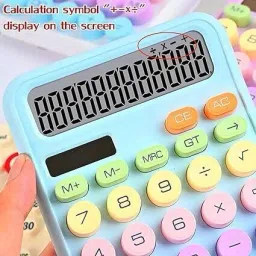 priso Desktop Colorful Calculator 12 Digit, Dual Solar Power and Battery LCD Display CALCULATOR BIG SOLAR DISPLAY Financial Calculator image 2