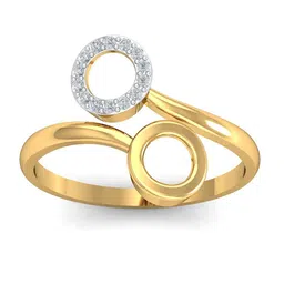 KUBERBOX Twin Circles Open 18KT Gold Diamond-Studded Ring-1.08gm-image-34