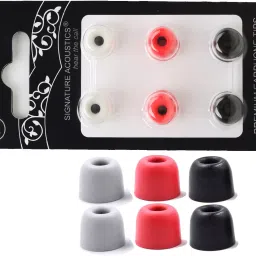 Signature Acoustics SA Du-Son T100 3mm Memory Foam Eartips|3 Pairs |Medium|Red,Black,Grey In The Ear Headphone Cushion-image-24