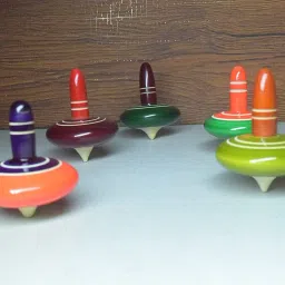 kishore collection Hand Spinning Tops 5 nos (Buguri, Lattu) Multi Color - Non Toxic image 2