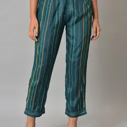 W Women Striped Mid-Rise Cropped Trousers-image-92