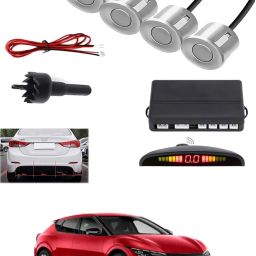 4Silver Parking Sensor With LED Display Increased Safety For Car-100 Universal 4 Silver Reverse Parking Sensor With LED Display For Cars-100 Parking Sensor-image-71