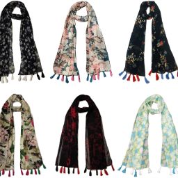 Floral Print Chiffon Women Multicolor Scarf, Stole, Fancy Scarf-image-46