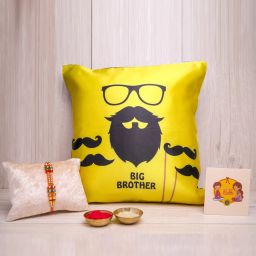 Designer CushionCombo-2 Assorted Cushion, Rakhi, Chawal Roli Pack, Greeting Card Set-image-7