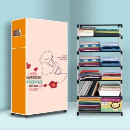 6 Shelf Foldable Collapsible Wardrobe Storage Organizer Almirah Cloth Rack PP Collapsible Wardrobe-1