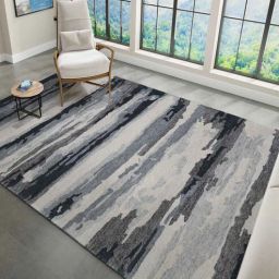 saraswati global Grey Abstract Viscose 5 ft x 8 ft Hand Tufted Carpet-picture-13