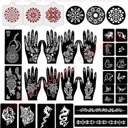 Kickwix Mehendi Stencil Women Girls Hand Finger Reusable Bridal Arabic Floral-image-36