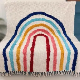 Natural Rainbow Throw for Living Room Bedroom Sofa Couch Bed & Chair Size Sofa Fabric-27