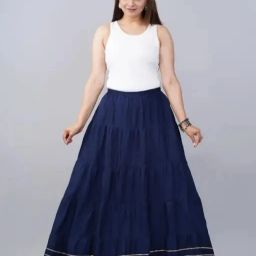 Women Solid Regular Blue Skirt-image-56