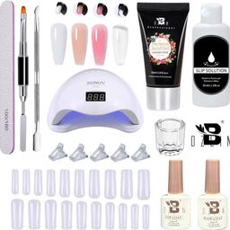 bozlin Premium Poly Nail Gel Nail Extension Set With 4 Tubes, Top & Base Coat & UV Led Nail Lamp (Multicolour)-picture-43